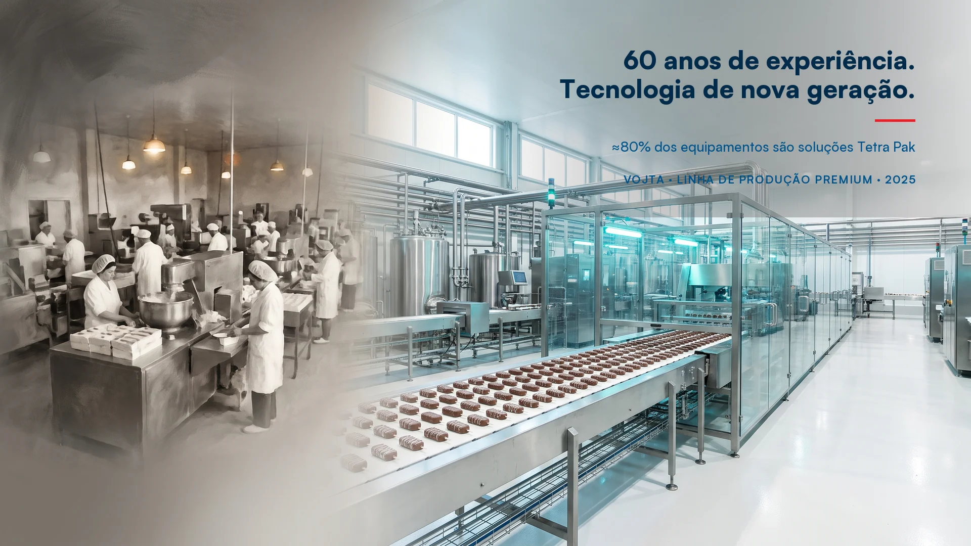 Produção moderna de sorvetes Gelimo com linhas automatizadas e tecnologia de última geração
